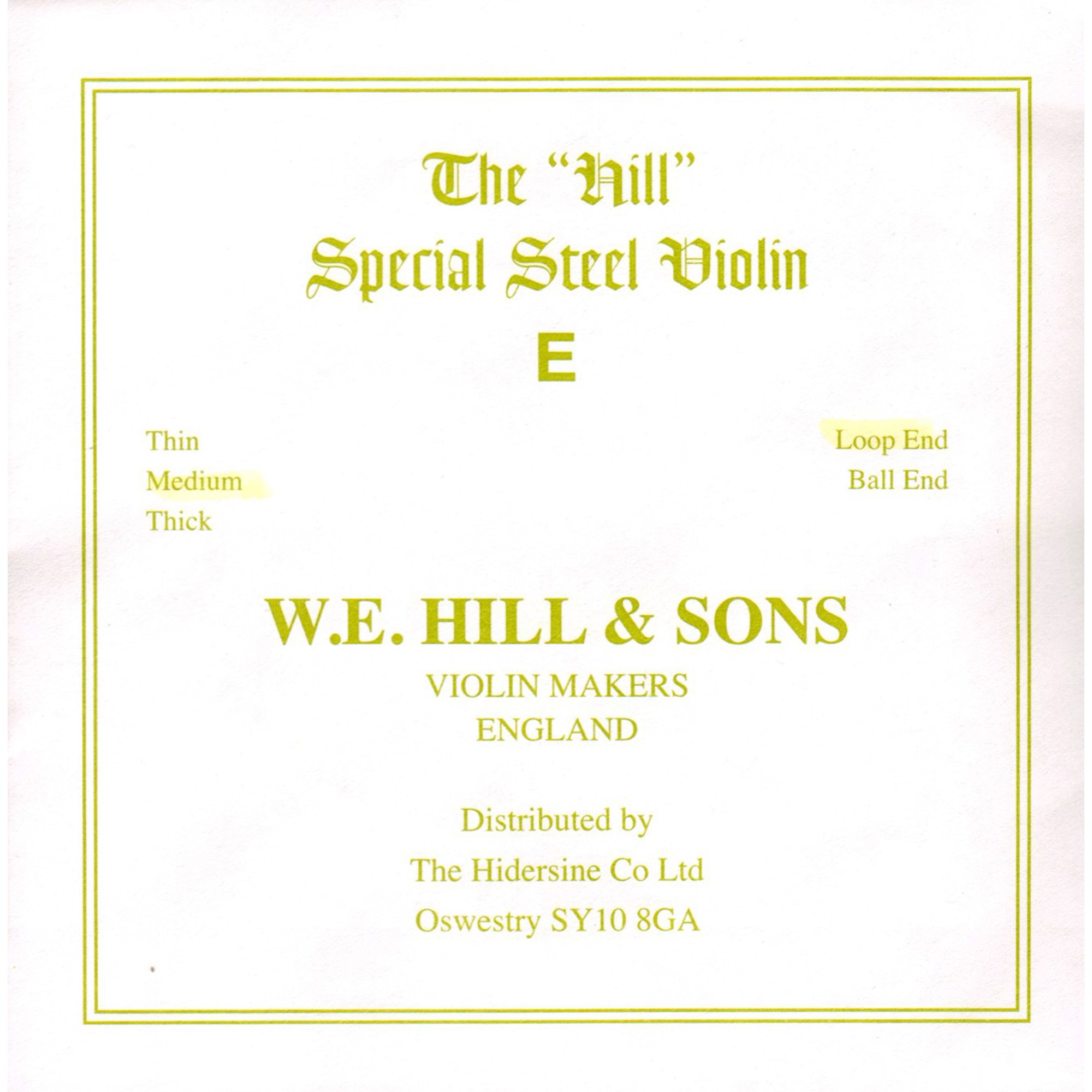 CUERDA VIOLÍN HILL STRINGS 1a MI BOLA