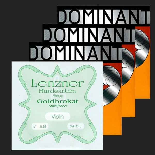 SET CUERDAS VIOLÍN GOLDBROKAT (MI BOLA 0,26) Y DOMINANT (LA,RE,SOL)